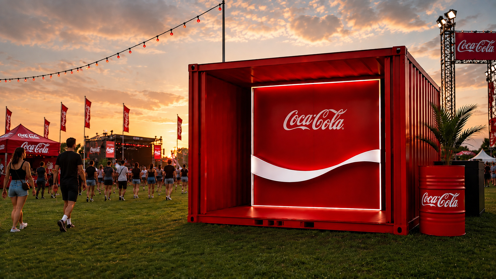 Specialbyggd eventinredning för Coca-Cola producerad av WestCoast Makers i Göteborg